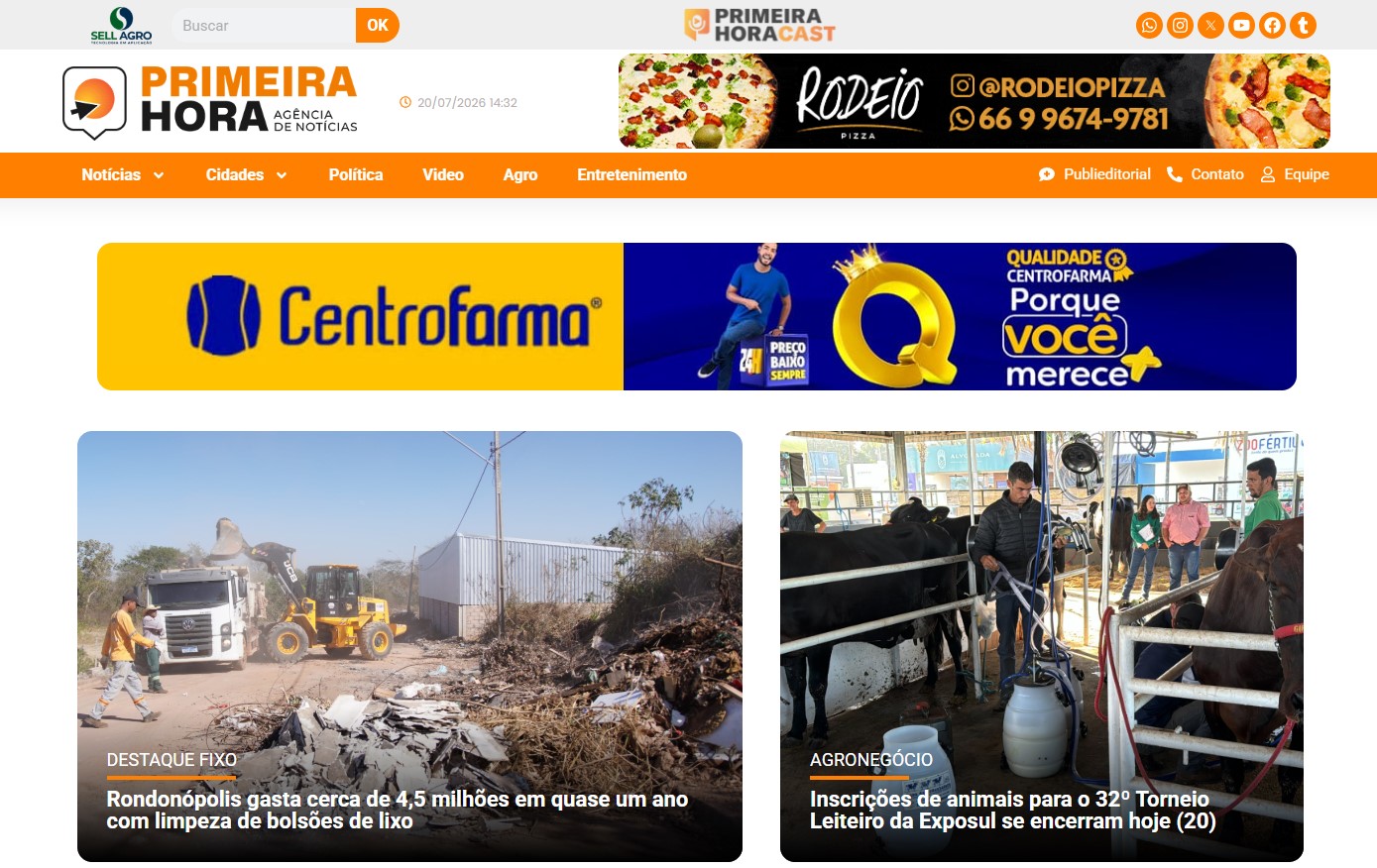 Representation of the Brazilian news portal Primeira Hora on a laptop