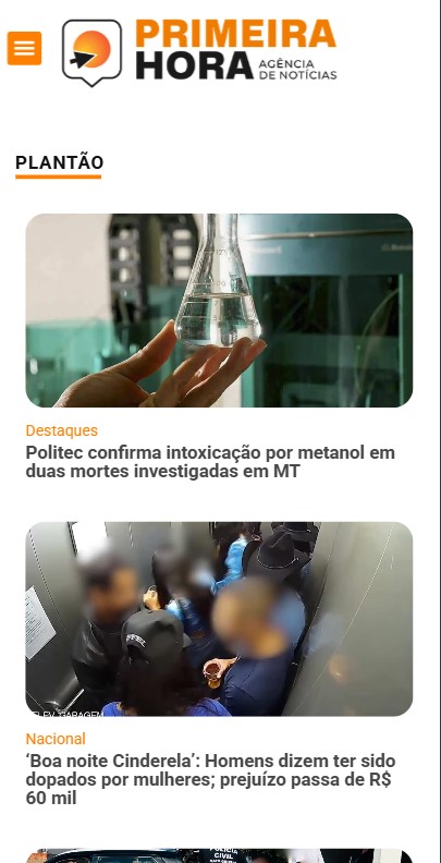 Primeira Hora portal on a smartphone
