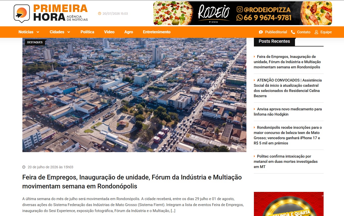 Captura real de uma matéria publicada no Primeira Hora